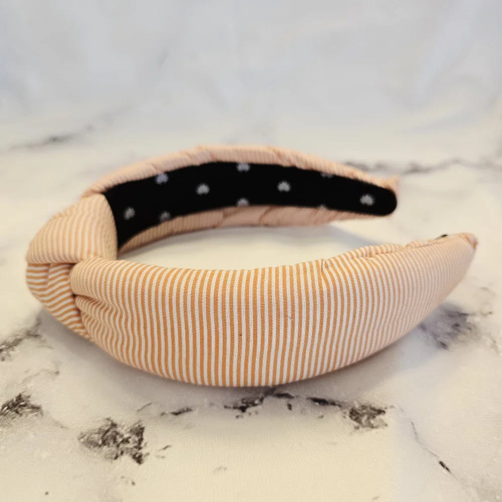 EUC Lele Sadoughi Knotted Headband Orange & White Stripes